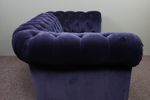 Super Gave Blauwe Velours Stoffen Chesterfield Bank