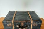 Brocante Vintage Landelijke Koffer, Leren Greep, Bamboe