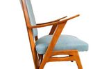 Gestoffeerde Vintage Deens Design Fauteuil Lichtblauw