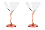 &Klevering Martini Glazen Met Roze Gekrulde Steel – Set Van 2