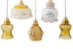 Vintage Hanglampje Geel Glas Roze
