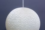 1960S Ribbed White Pendant Lamp With Flower Fabric Covering