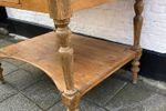 Antiek Grenen Bijzettafel Met Onderplank