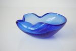 Blue Folded Glass Bowl/ Ashtray Made In Murano, Italy