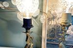 Vintage Tafellamp, Lamp, Messing Goudkleurig Reiger