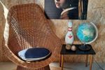 Vintage Rotan Stoel, Rieten Fauteuil, Ratan Chair, Seventies