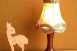 Brocante Vintage Schemerlamp, Lampje, Nachtlampje, Hout