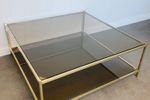 Grote Vintage Salontafel Messing Met Rookglas