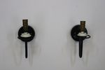 Great Looking Pair Of Midcentury Wall Lamps By Raak - Black Metal And Mat Glass - 1970'S