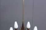 Pendant Lamp With 5 White Glas Shades 1960S