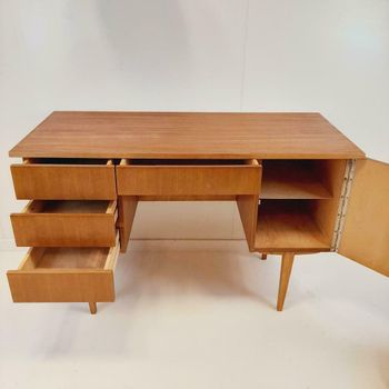 Vintage Teak Houten Bureau, Retro 1960S Gerestaureerd Retro | Bureau ...