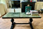 Prachtige Salontafel Met Groen Marmeren Blad.