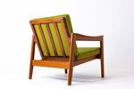 Danish Lounge Chair In Green Fabric
