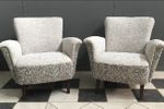 2-Tone Grey Fabric Club Chairs, 1960S, Set Of 2