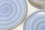 Vintage 15-Delig Keramieken Servies Met Blauwe Swirls
