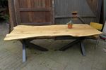 Prachtige Eiken Boomstam Eettafel 260 Bij 95 Cm