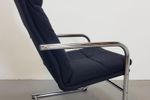 Vintage Bauhaus Buisframe Fauteuil Zwart Wol Lounge Chair 70