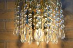 Vintage Franse Gouden Wandlamp Handgeslepen Kristalglas