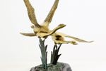 Vliegende Vogels Riet Beeldje Koper Messing Seventies Sculptuur 24Cm