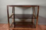 Vintage Sidetable Hollywood Regency Rookglas Goud Bar Cart