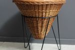 Wicker And Metal Sewing / Knitting Basket 1960S