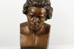Vintage Borstbeeld Buste Beethoven Brons Patine, Gips 46Cm