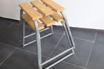 Industriële Kruk/Bijzettafel Gegalvaniseerd Staal Met Hout.