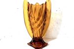 Art Deco 'Trophée Stijl' Vaas In Amber Geperst Glas