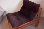 Retro, Vintage 70'S Design Fauteuil, Lounge Stoel, Bankje Bruine Rib Stof