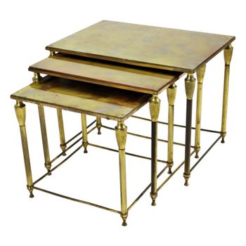 Relaxdays bijzettafel set van 3, stapelbaar, mimiset, 3 groottes, vierkant, metaal, woonkamer, salontafel, grijs/zwart