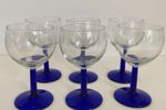 6X Wijnglas / Glazen Kobalt Blauwe Steel