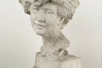 Karaktervol Borstbeeld Buste Uit Gips, Oude Vrouw 44Cm