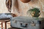 Vintage Koffer, Opberger Brocante Zwart Grijs Geruite Koffer