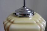 Art Deco Hanglamp Met Kubus Vormige Beige Bol