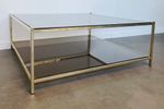 Grote Vintage Salontafel Messing Met Rookglas