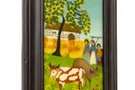 Renate Koblinger Vintage Schilderij Op Glas – Boerentafereel