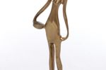 Franz Hagenauer Stijl Messing Art Deco Sculpture Afrikaanse Vrouw Op Marmerenvoet 70