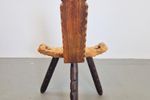 Vintage Brutalist Eiken Tripod Driepoot Kruk Stoel '60 Spain