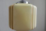Art Deco Hanglamp Met Kubus Vormige Beige Bol
