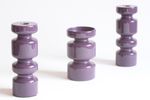 Purple Porcelain Candle Holders, Set Of Three.
