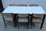 Vintage Rechthoekige Eetkamertafel Met Wit, Verlengbaar Blad