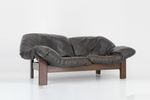 Vintage Brutalist Leren Sofa Leolux