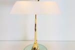 Vintage Bankierslamp Notaris Lamp Messing Glas Regency '70