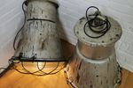 Vintage Industriële Hanglampen, Fabriekslampen Prijs Per Set Van 2