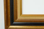 Vintage Grenen Lijst Schilderij Goud Zwart Hout Kader 77X67Cm