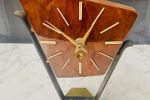 Midcentury Wehrle Tafelklok Noten Hout Hoogglans Retro