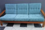 Teak And Green Fabric Danish 3 Seat Sofa 1960S