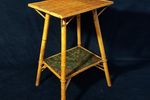 Engelse Victoriaanse Periode Bamboe & Rotan Tafel Met Découpage