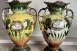 Paar Antieke Art Nouveau Vazen Van Keramiek