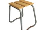 Industriële Kruk/Bijzettafel Gegalvaniseerd Staal Met Hout.
